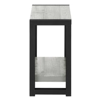 Accent Table, Side, End, Narrow, Small, 2 Tier, Living Room, Bedroom, Grey Laminate, Black Metal, Contemporary, Modern Grey Particle Board