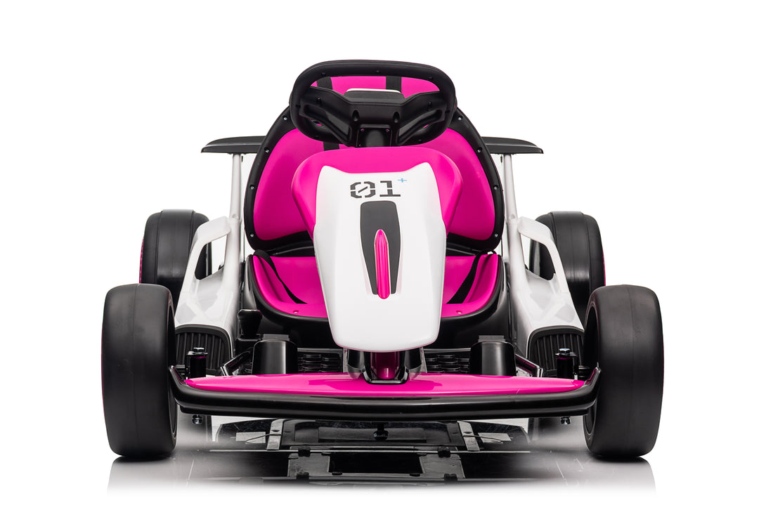 Ride On Go Kart For Kids, 24V7Ah Battery 150W*2 Motors, High Speed Drifting Car, Forward And Backward, Bluetooth, Slow Start Function,High Low Speeds,Music,Mp3,Usb, Horn,Max Load 110Lbs,Pink Pink