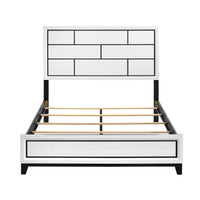 Modern Contemporary White Finish Queen Bed 1Pc Wooden Bedroom Furniture Black Line Design Box Spring Required Queen White Wood Bedroom Wood