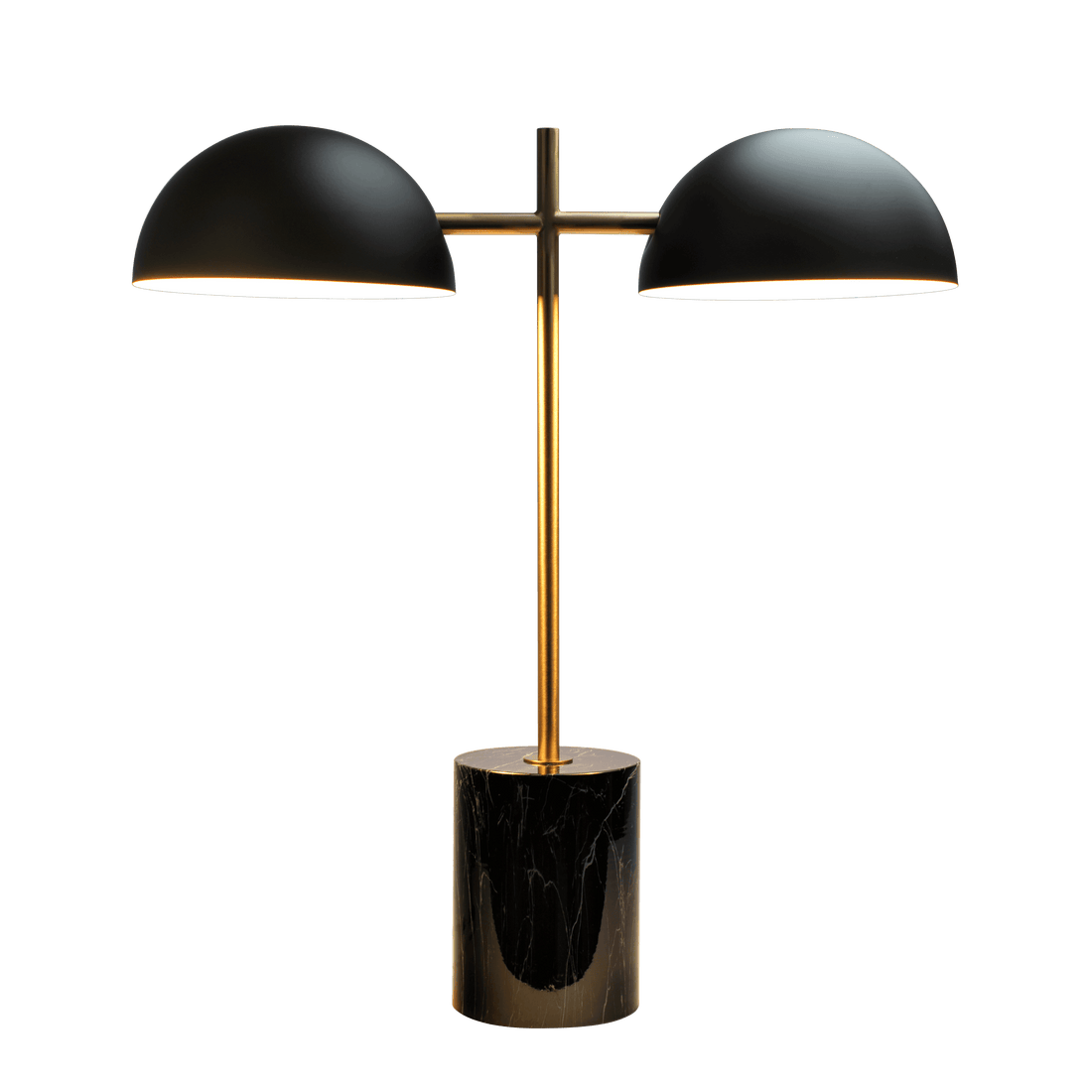 Nova Hydro Black Table Lamp With On Off Switch Double Lamp With Faux Marble Base Black,Gold,Marble Table&Floor Lamps Faux Marble,Metal