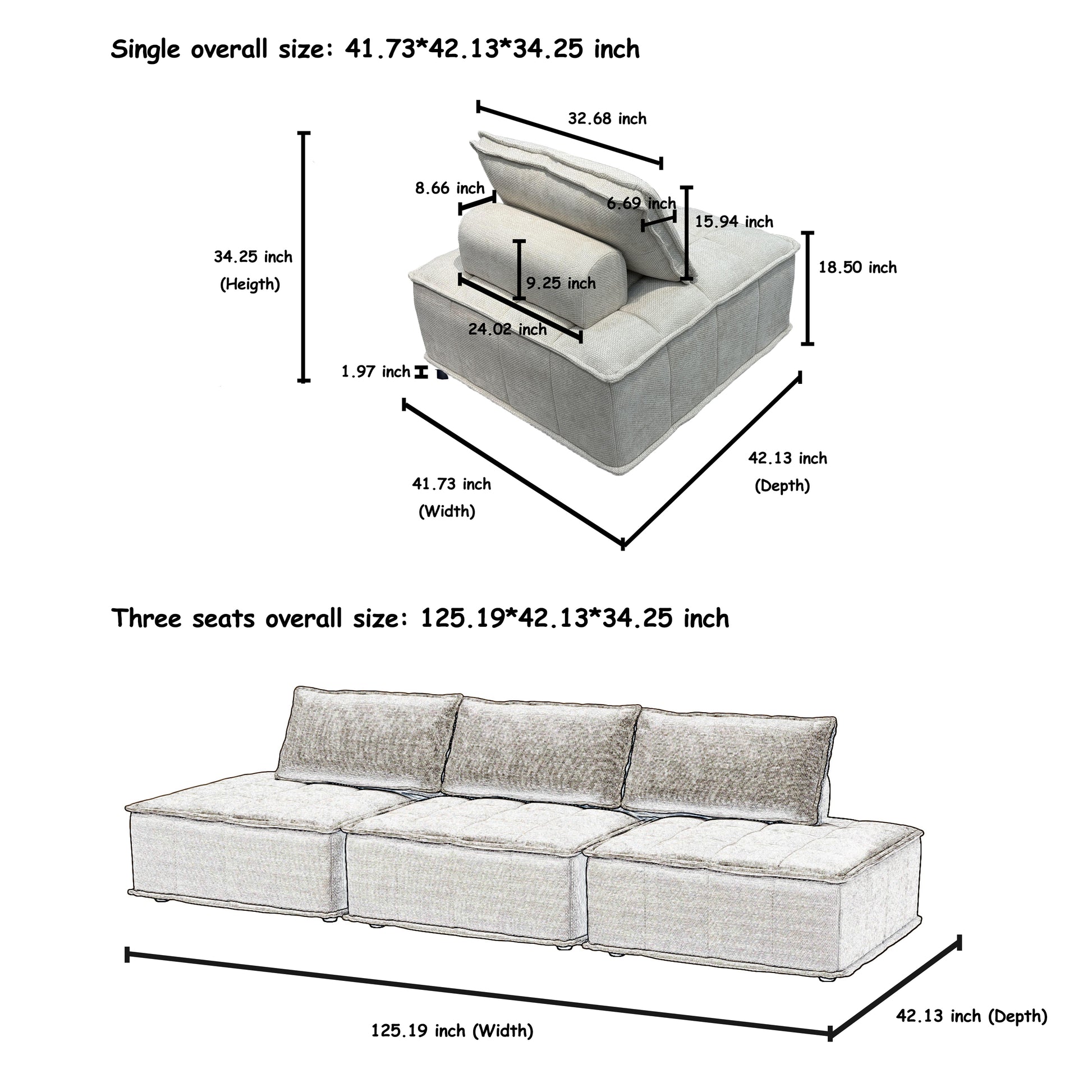 6 Piece Oversized Modular Sofa, Customizable Layout For Living Room, Entertainment Rooms, And Open Spaces, Moveable Cushions And Sleek Design Beige Color Beige Chenille 6 Seat