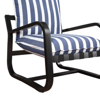 Asa Outdoor Sling Chair Upholstered In Blue And White Stripe Fabric Blue And White Stripes Foam Fabric Metal