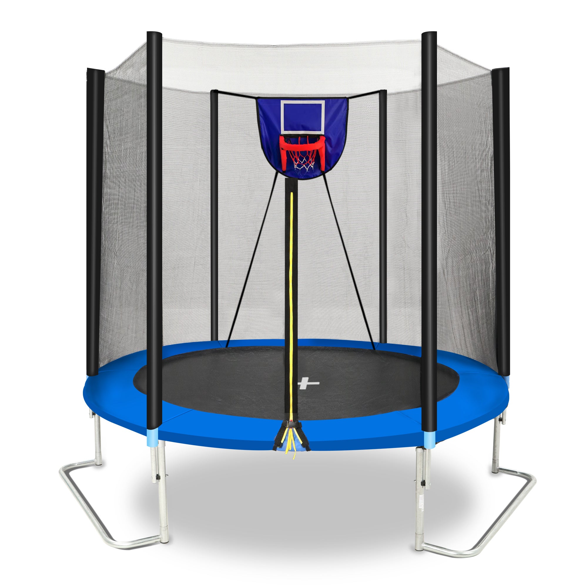 Yc 8Ft Trampoline Outer Net With Soft Basketball Board, Ball And Inflator Blue Blue Garden & Outdoor Steel