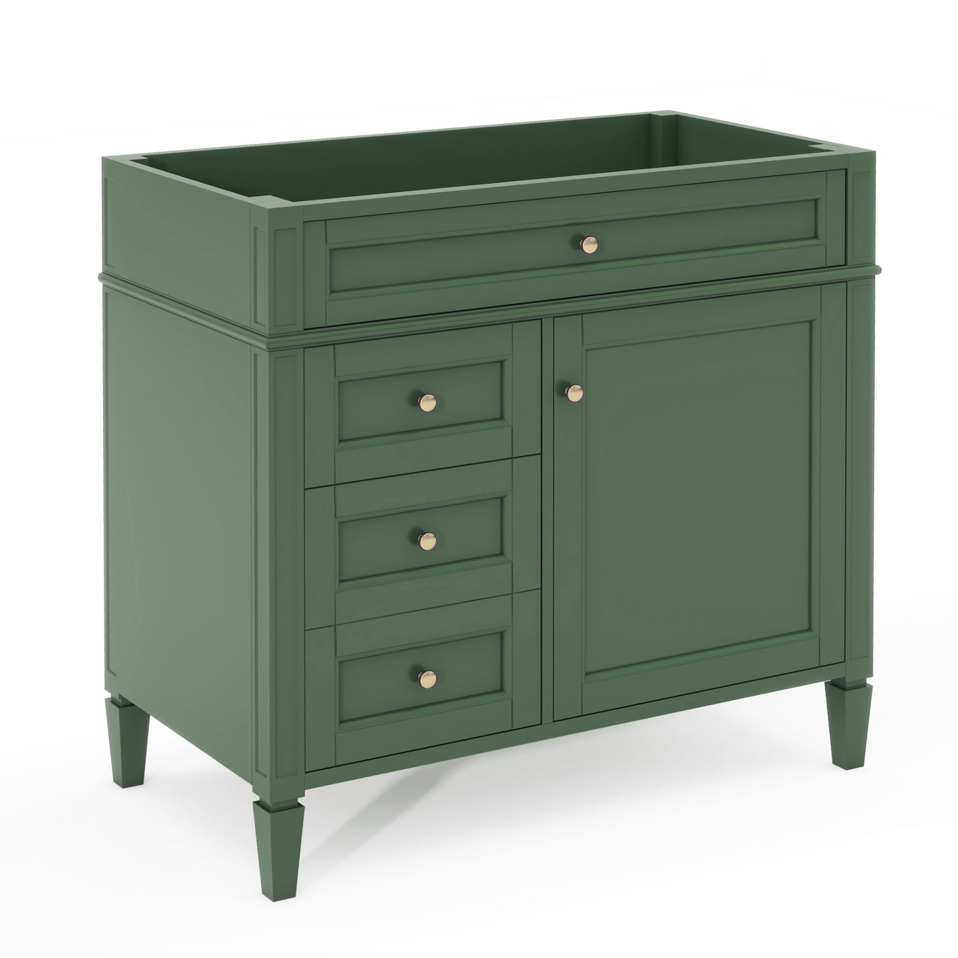 36'' Bathroom Vanity Without Top Sink, Modern Bathroom Storage Cabinet With 2 Drawers And A Tip Out Drawer, Solid Wood Frame Not Include Basin Sink 3 Green 1 1 Adjustable Hinges Bathroom Freestanding Solid Wood Mdf Painted