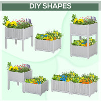 Outsunny 2 Piece Raised Garden Bed With Legs, Self Watering Planter Box Raised Bed To Grow Flowers, Herbs & Vegetables, Gray Gray Polypropylene