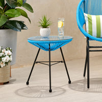 Nusa Side Table Blue Tempered Glass