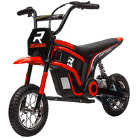 Aosom Electric Dirt Bike With Twist Grip Throttle, 24V 350W Off Road Electric Motorcycle, Up To 15 Mph With Brake, Music Horn, Rear Suspension For Ages 13 Years, Red Red Plastic