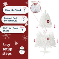 4Ft White Artificial Christmas Tree Prelit With Stand ,100 Warm White Led Lights, Realistic 241 Branch Tips Pvc White Norwood Spruce Tree Easy Assembly For Indoor, Home White Pvc