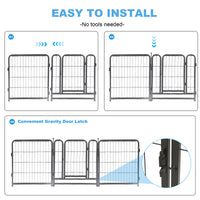 16 Panels Dog Playpen For Outdoor,Yard,Camping,24"Height Dog Fence With 2 Doors. Black Steel