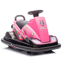 12V Kids Ride On Motor Bumper Car,Integrating System,Rotate 360 Degrees In Place,Collision Triggers Sound Effects And Lights,Four Wheel Waterfall Light,Cute Appearance Design For Kids Aged 3 5. Pink