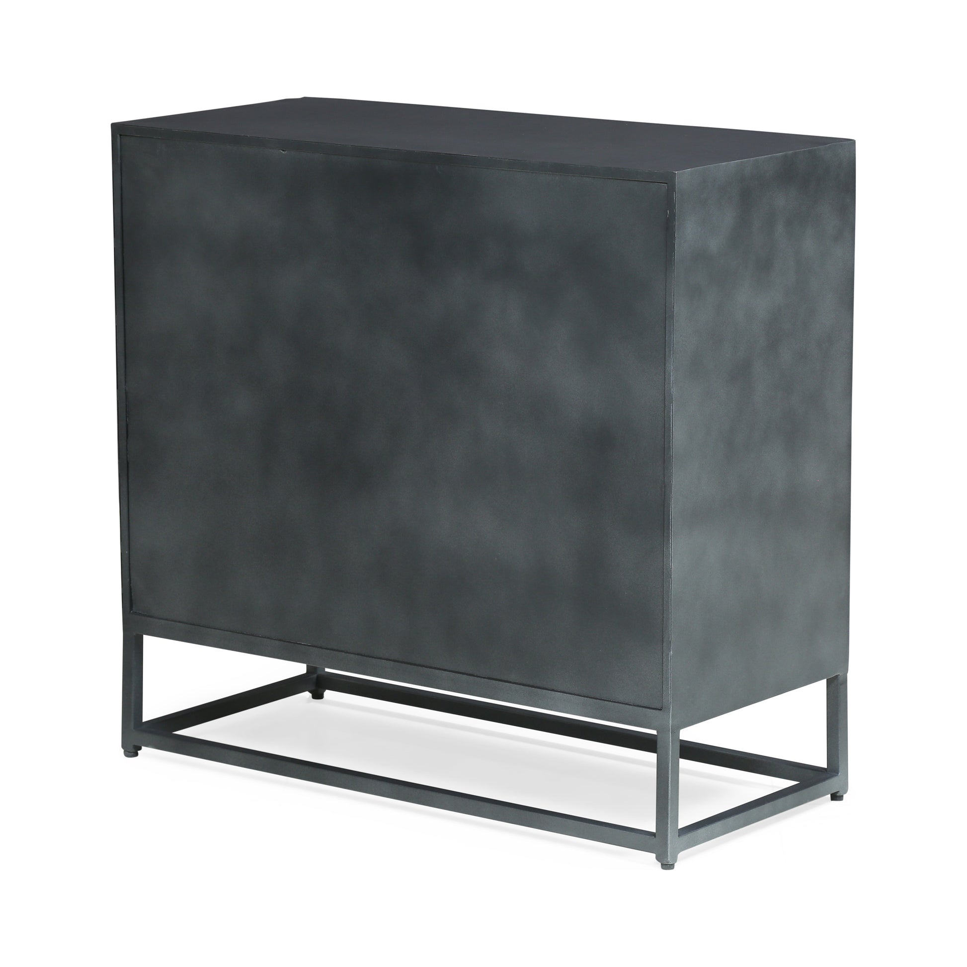 2 Door Cabinet Grey Metal & Wood