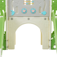 Kids Slide Playset Structure 8 In 1, Freestanding Ocean Themed Set With Slide, Arch Tunnel,Basketball Hoop And Telescope, Double Slides For Toddlers, Kids Climbers Playground Green 50 99 Lbs Cute 1 To 2 Years Hdpe Indoor & Outdoor Use