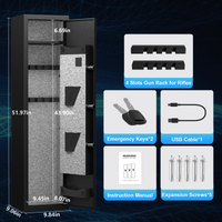 "High Security Steel Rifle Cabinet 3 4 Capacity, Electronic Lock, Solid Bolts, Dual Alarms, Led Lighting, Silent Operation" Black Steel