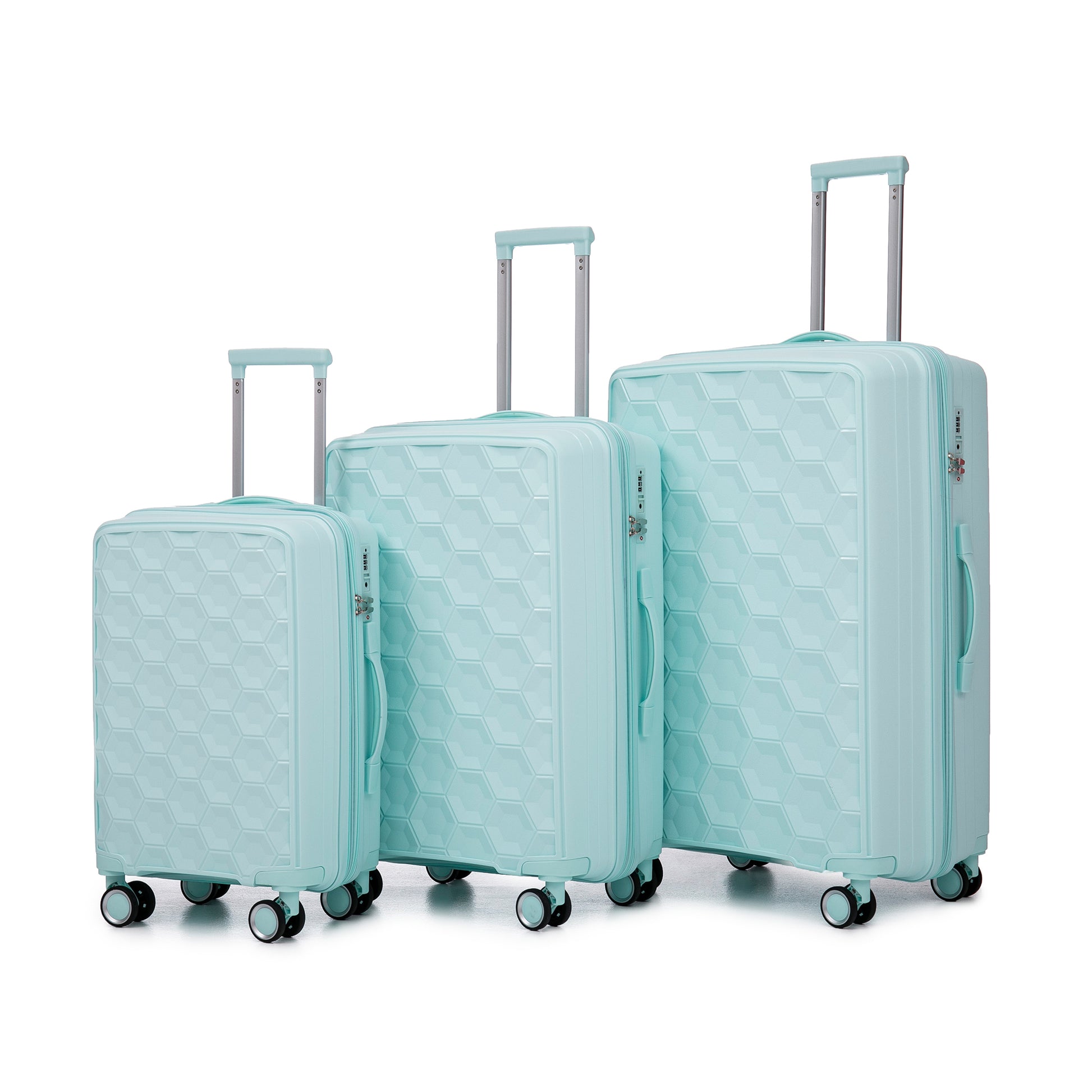 Pp Luggage Sets 3 Piece 20 24 28 , Expandable Carry On Luggage With Tsa Lock Airline Approved, Pp Materials Hard Shell And Lightweight Suitcase With Spinner Wheels Mint Green Mint Green Polypropylene