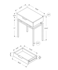 Accent Table, Side, End, Nightstand, Lamp, Storage Drawer, Living Room, Bedroom, Brown Laminate, Chrome Metal, Contemporary, Modern Taupe Particle Board
