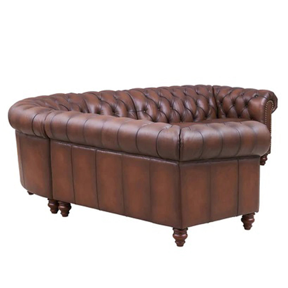 Alton Bay Leather Symmetrical Sectional Brown Genuine Leather Wood Primary Living Space Medium Firm Tufted Back Mid Century Modern L Shaped Eucalyptus Rolled Arms Down Filling Leather 5 Seat