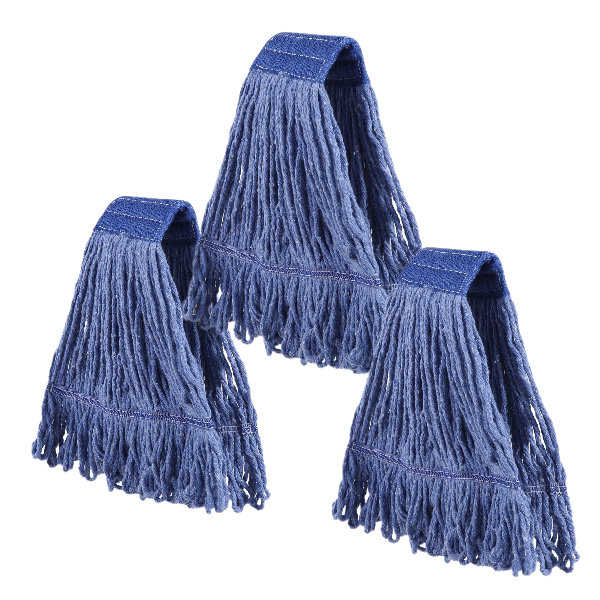 Reusable Clean Heavy Duty Mop Heads, Replacement Mop Heads, Blue Mop Heads, Set Of Three Blue Cotton