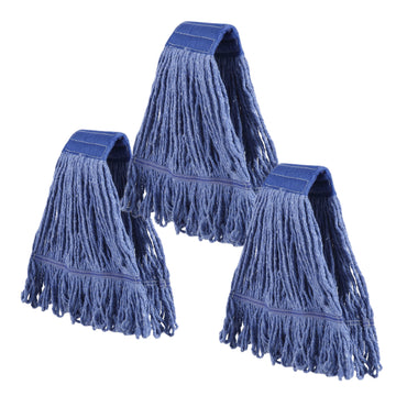 Reusable Clean Heavy Duty Mop Heads, Replacement Mop Heads, Blue Mop Heads, Set Of Three Blue Cotton