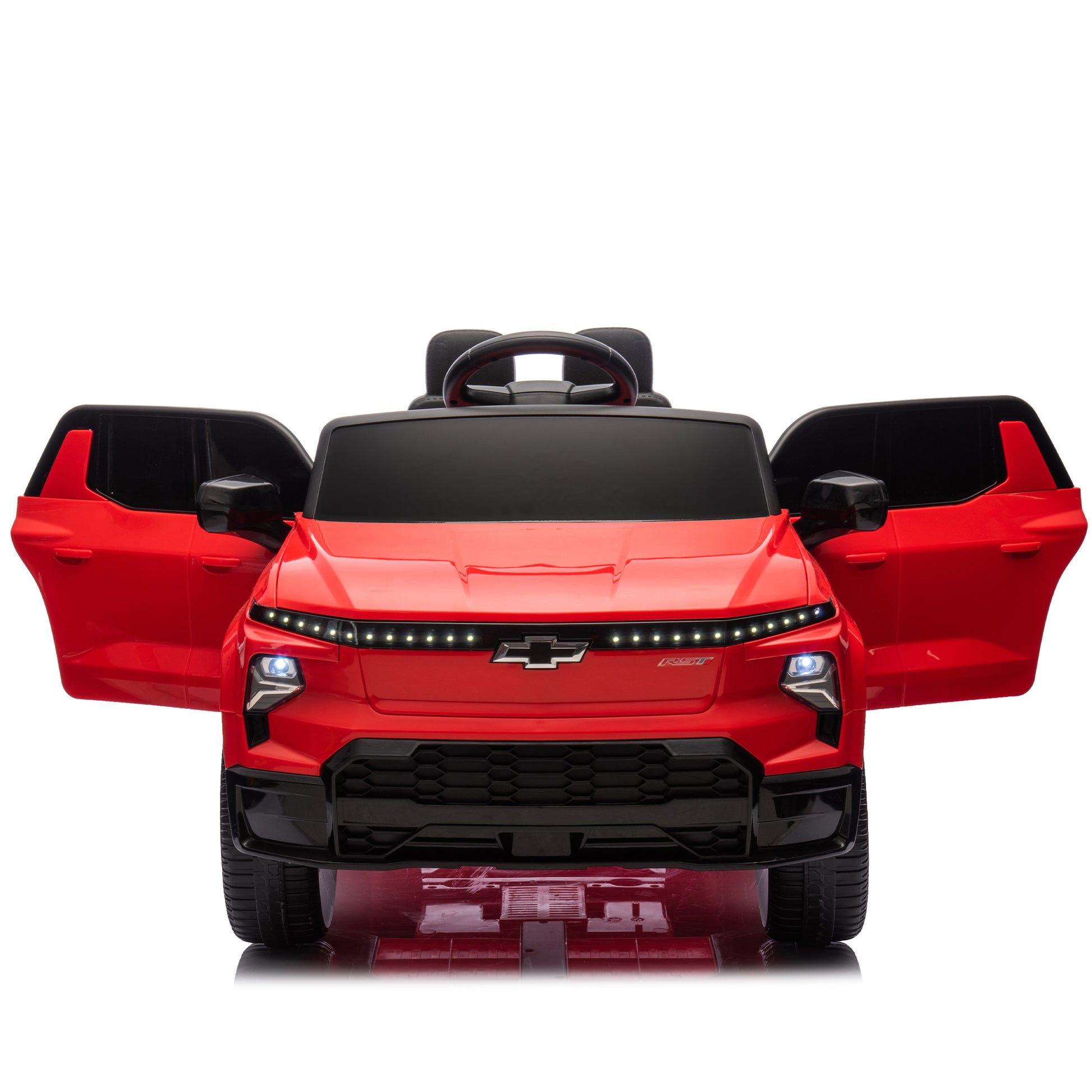 24V Kids Ride On Car W Parents Control,Licensed Chevrolet Silverado,Four Wheel Suspension,Led Lights,Bluetooth,Music,Usb,Mp3,Power Display,Speeds 2.49 3.73Mph For Kids Aged 37 95 Months. Red Plastic