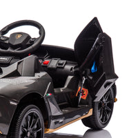 12V Kids Ride On Car W Parents Remote Control,Licensed Lamborghini Aventador Xago,Hydraulic Pressure Door,Slow Start,Early Education,Bluetooth,Adjustable Volume,Mp3,Usb,Led Lights For Kids Aged 3 8. Black 50 99 Lbs Polypropylene