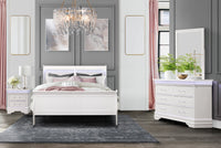 Charlston White King Bed With Led White Solid Wood Mdf