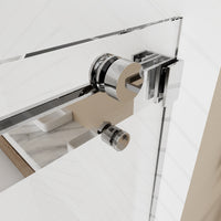 56 60 Inches Width 76 Inches Height Double Sliding Frameless Shower Door With 3 8 Inches 10Mm Clear Tempered Glass, Chrome Finish Chrome Bathroom Luxury,Modern Glass Aluminium,Stainless Steel