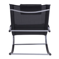 Outsunny Zero Gravity Rocking Chair Outdoor Chaise Lounge Chair Recliner Rocker With Detachable Pillow And Durable Weather Fighting Fabric For Patio, Deck, Pool, Black Black Steel