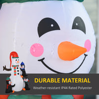 Homcom 6' Christmas Inflatables Outdoor Decorations Snowman With Penguins, Blow Up Yard Christmas Decor With Led Rotating Colorful Light Multicolor Polyester