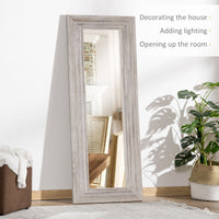 Homcom 64"X21" Rustic Wood Full Length Mirror, Farmhouse Decorative Wall Mirror, Hanging And Leaning Floor Mirror, Vertical Or Horizontal, For Living Room Bedroom, Distressed Gray Gray Wood