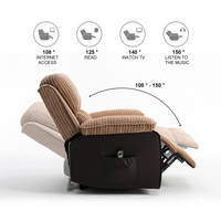 Brown Fabric Recliner Chair Cushion Brown Corduroy