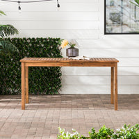 Contemporary Slat Top Acacia Wood Outdoor Dining Table Brown Brown Acacia Wood