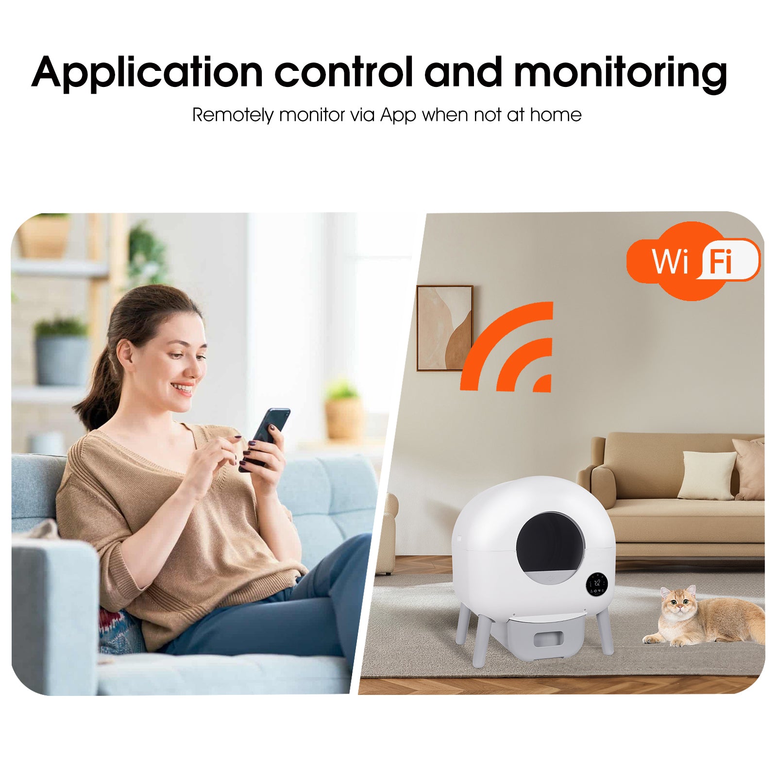 Self Cleaning Litter Box 2.2Lb 23Lb Cat Can Use, 100L Automatic Cat Litter Box Self Cleaning, Extra Large For Multiple Cats, Anti Pinch, All Clumping Litter Can Use, With Garbage Bags, App Control White Gray Abs