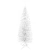 Homcom 5' Artificial Pencil Christmas Tree, Slim Xmas Tree With 294 Realistic Branch Tips And Plastic Stand, White White Plastic