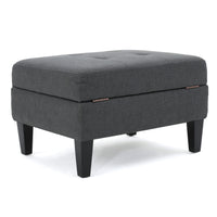 Storage Ottoman Dark Gray Fabric