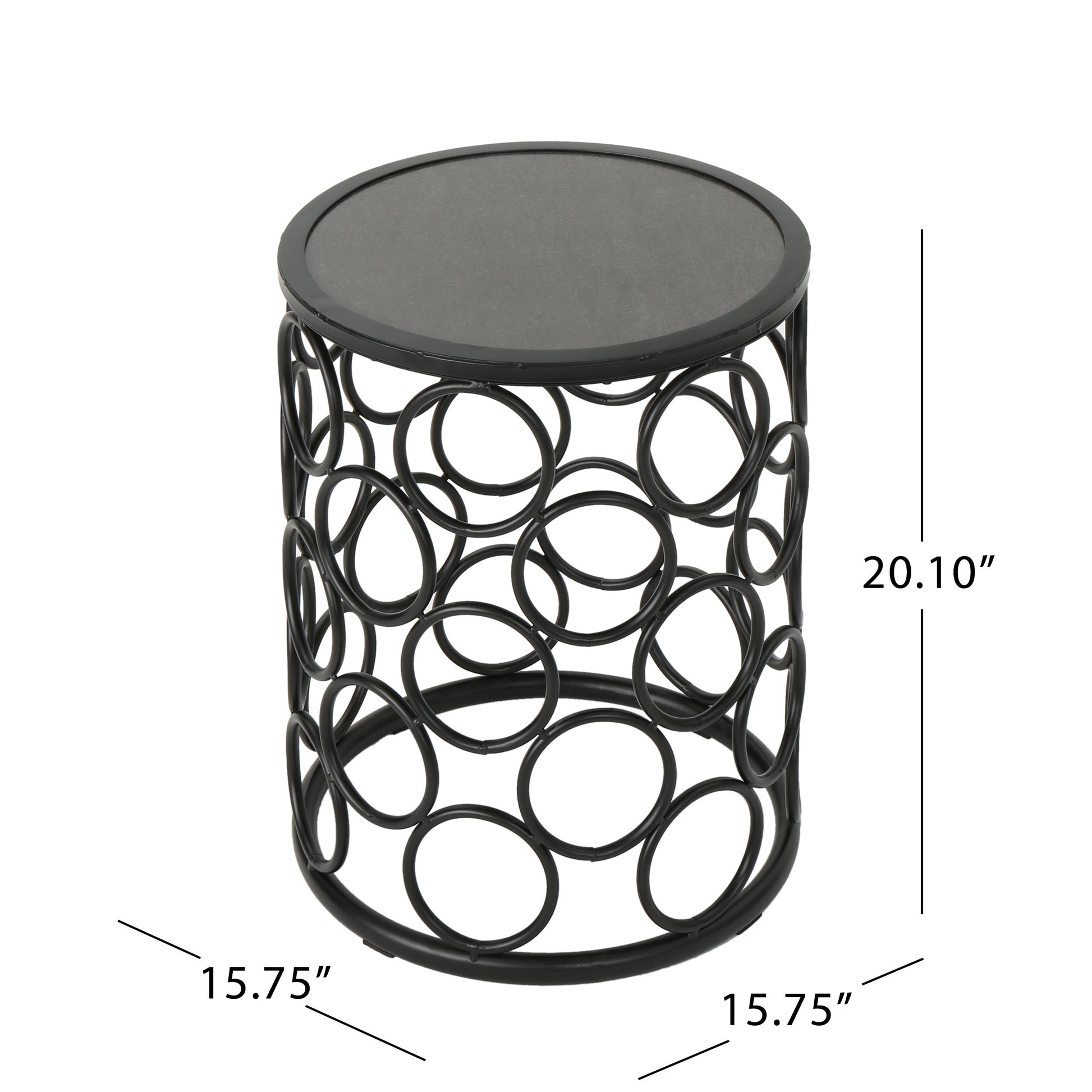 Side Table Grey Black Metal