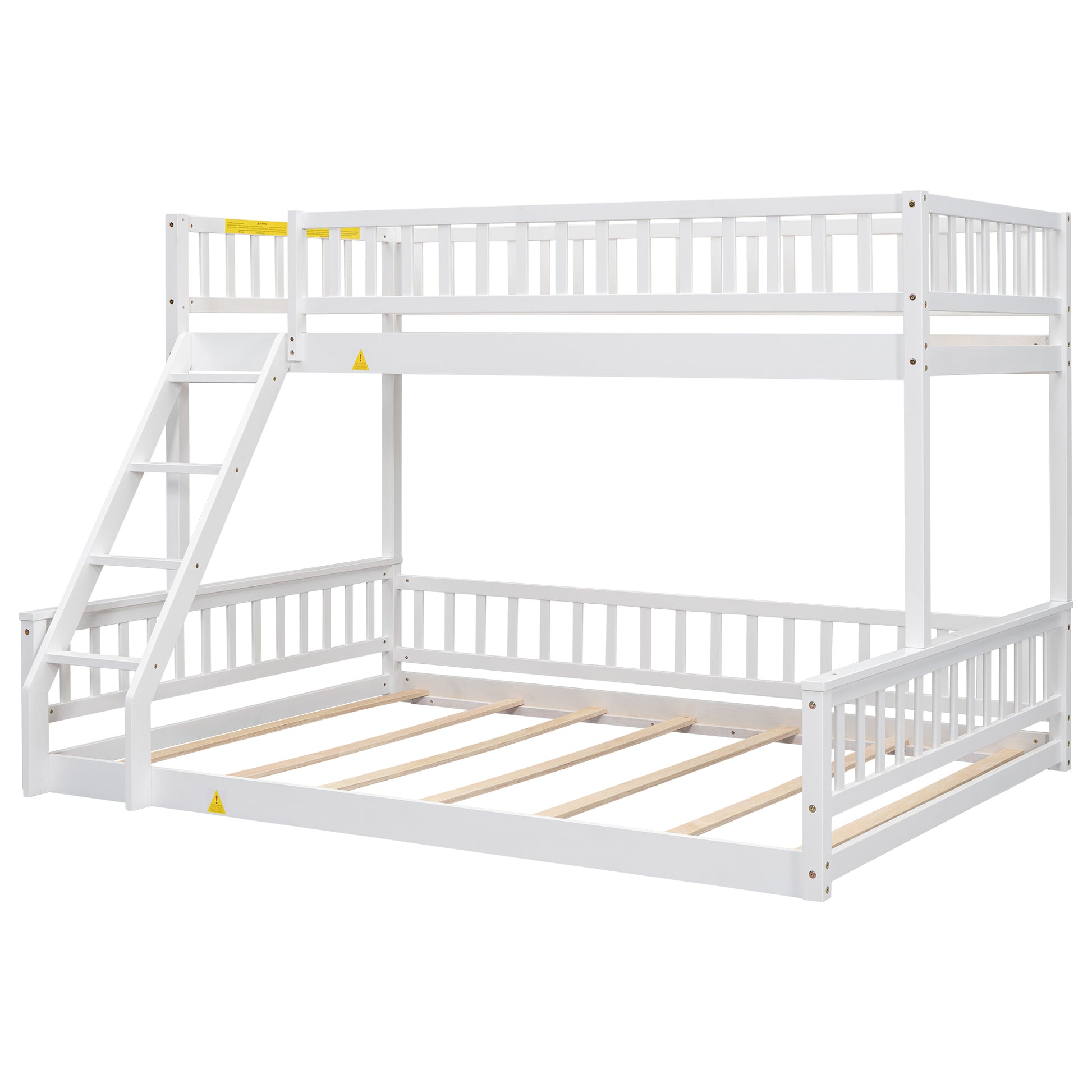 Twin Xl Over Queen Bunk Bed With Ladder And Guardrails, White Expected Arrival Time: 10.27 Box Spring Not Required Twin Xl White Wood Bunk Solid Wood Mdf