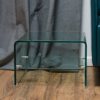 Coffee Table 12Mm Tempered Bent Glass ,6Mm Shelf Glass Clear Glass