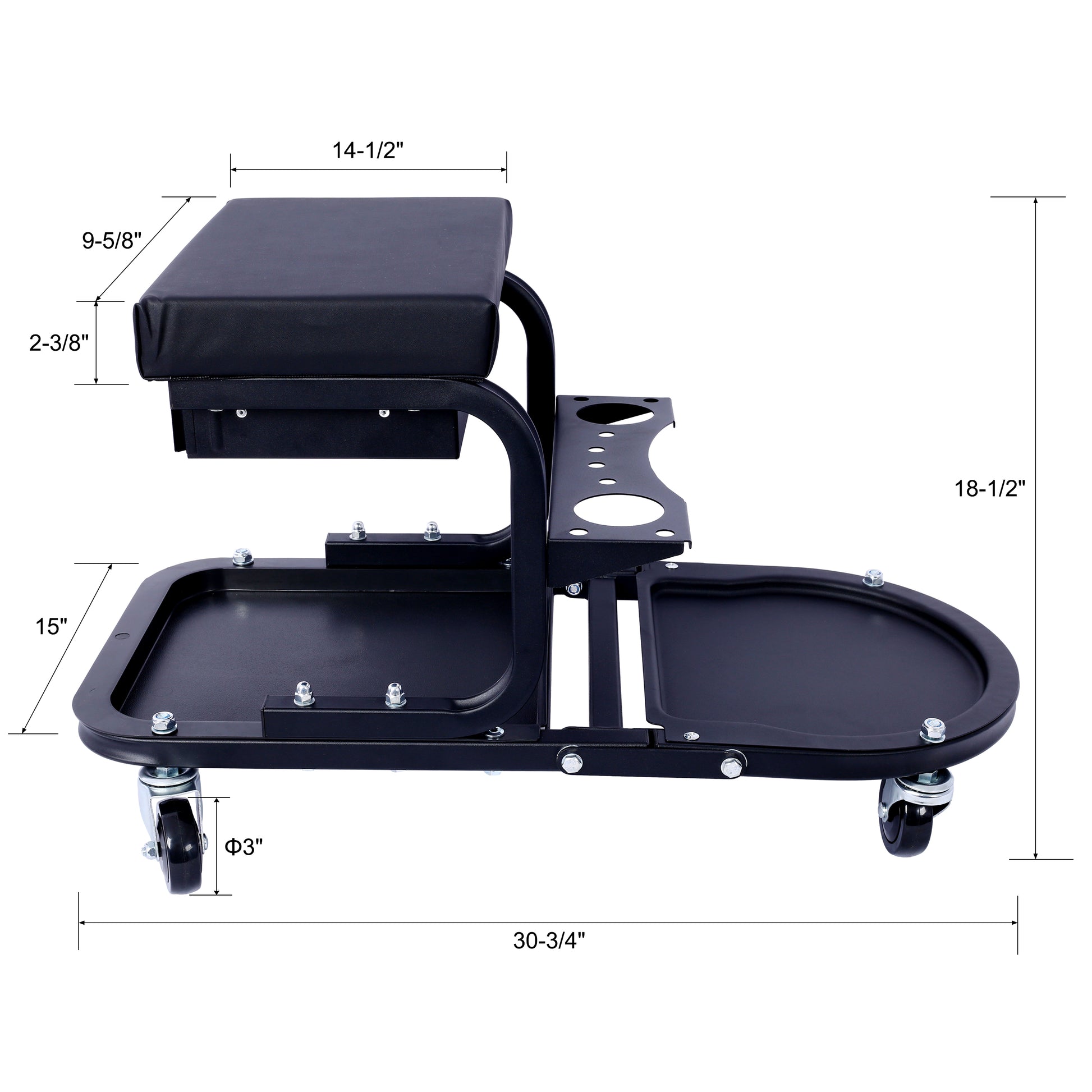 Ultimate Rolling Detailing & Utility Cart, For Cars, Trucks, Suvs, Rvs, Home, Garden, Garage & More, Black Black Steel