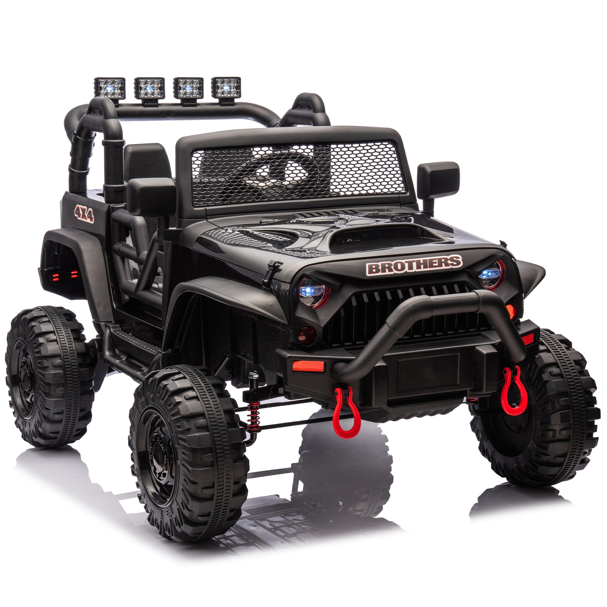 24V Kids Ride On 400W Electric Toy Car W Parents Control,Four Wheel Suspension,Front And Rear Led Searchlight,With Bluetooth,Mp3,Usb,Music,Volume Adjustment,Light Control And Power Display For Kids 3 Black Polypropylene