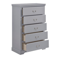 Classic Traditional 1Pc Chest Of 5 Drawers Gray Finish Bedroom Furniture Wooden Gray Wood