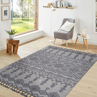 6X9 White Gray Traditional Indoor Outdoor Area Rug White Gray Polypropylene