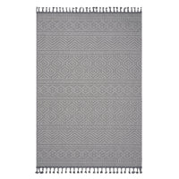 Naar Guros Collection 4X6 White Geometric Indoor Outdoor Area Rug White Polypropylene