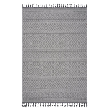 Naar Guros Collection 8X10 White Geometric Indoor Outdoor Area Rug White Polypropylene