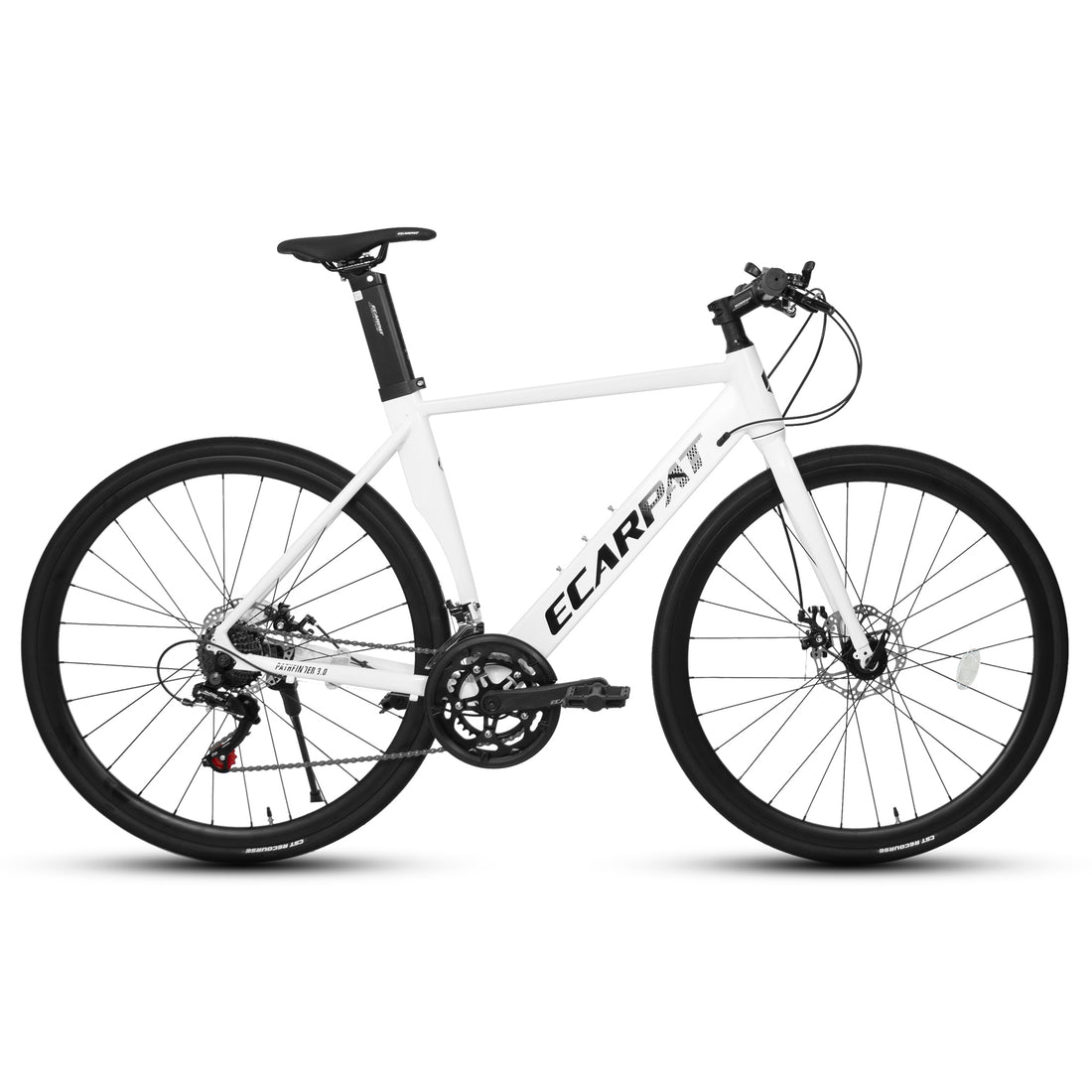 A28314 700C Ecarpat Road Bike, 14 Speed Shimano Disc Brakes, Light Weight Aluminum Frame ,Racing Bike City Commuting Road Bicycle For Men Women Cycling White Durable Classic Multifunctional Polyurethane Foam Carbon Steel