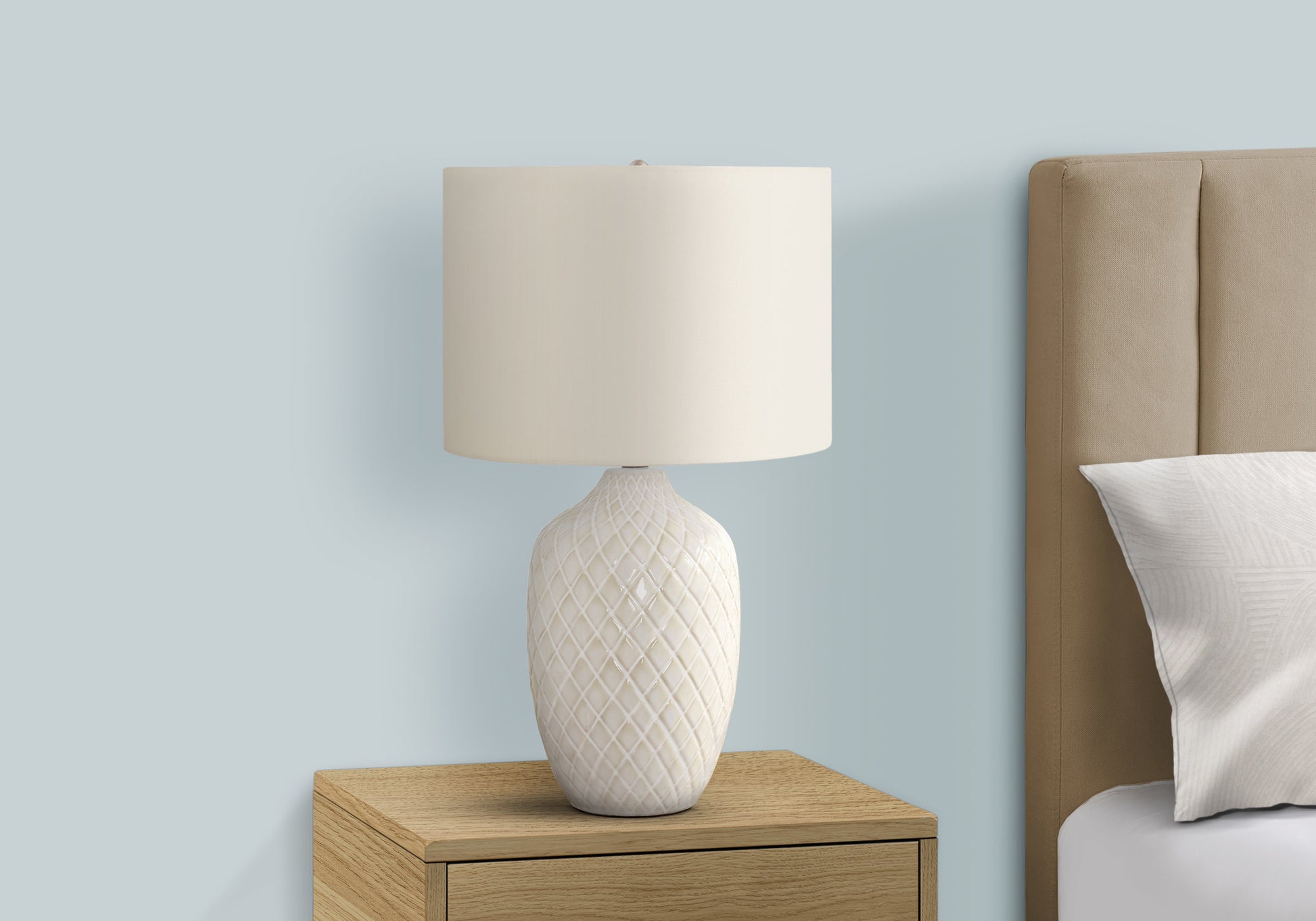 Lighting, 25"H, Table Lamp, Cream Ceramic, Ivory Cream Shade, Transitional Cream Ceramic