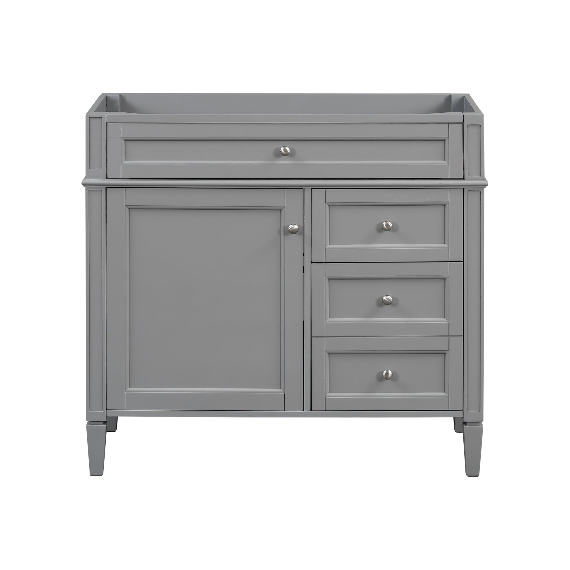 36'' Bathroom Vanity Without Top Sink, Modern Bathroom Storage Cabinet With 2 Drawers And A Tip Out Drawer, Solid Wood Frame Not Include Basin Sink Grey Bathroom Solid Wood Mdf