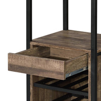 Weathered Oak And Black Wine Rack With 1 Drawer Oak Kitchen Wood Metal