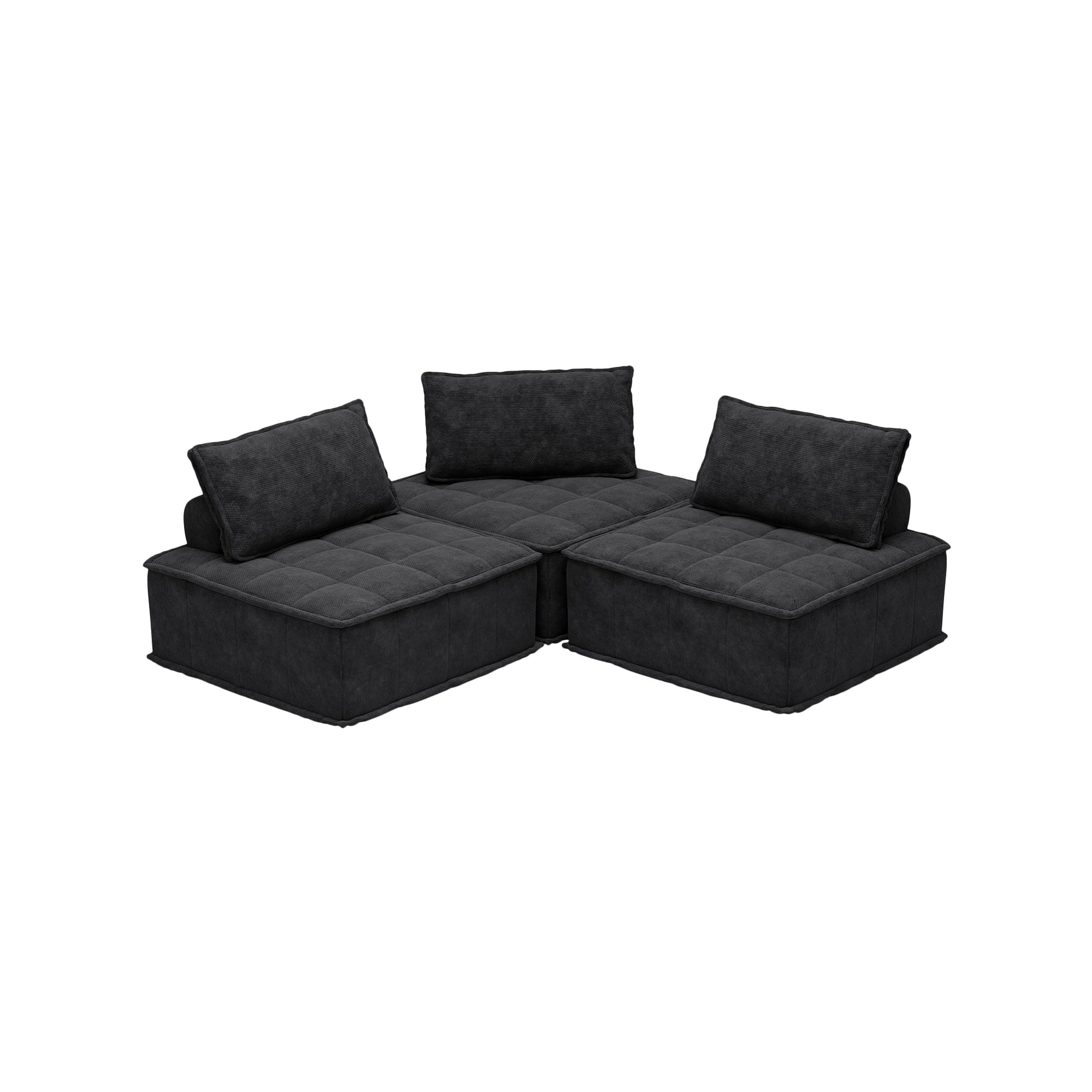 P41 3 Modular Modern Chenille Sofa Create Custom Comfort For Your Living Space Black Color Fx P41 3S Bk Black Chenille 3 Seat