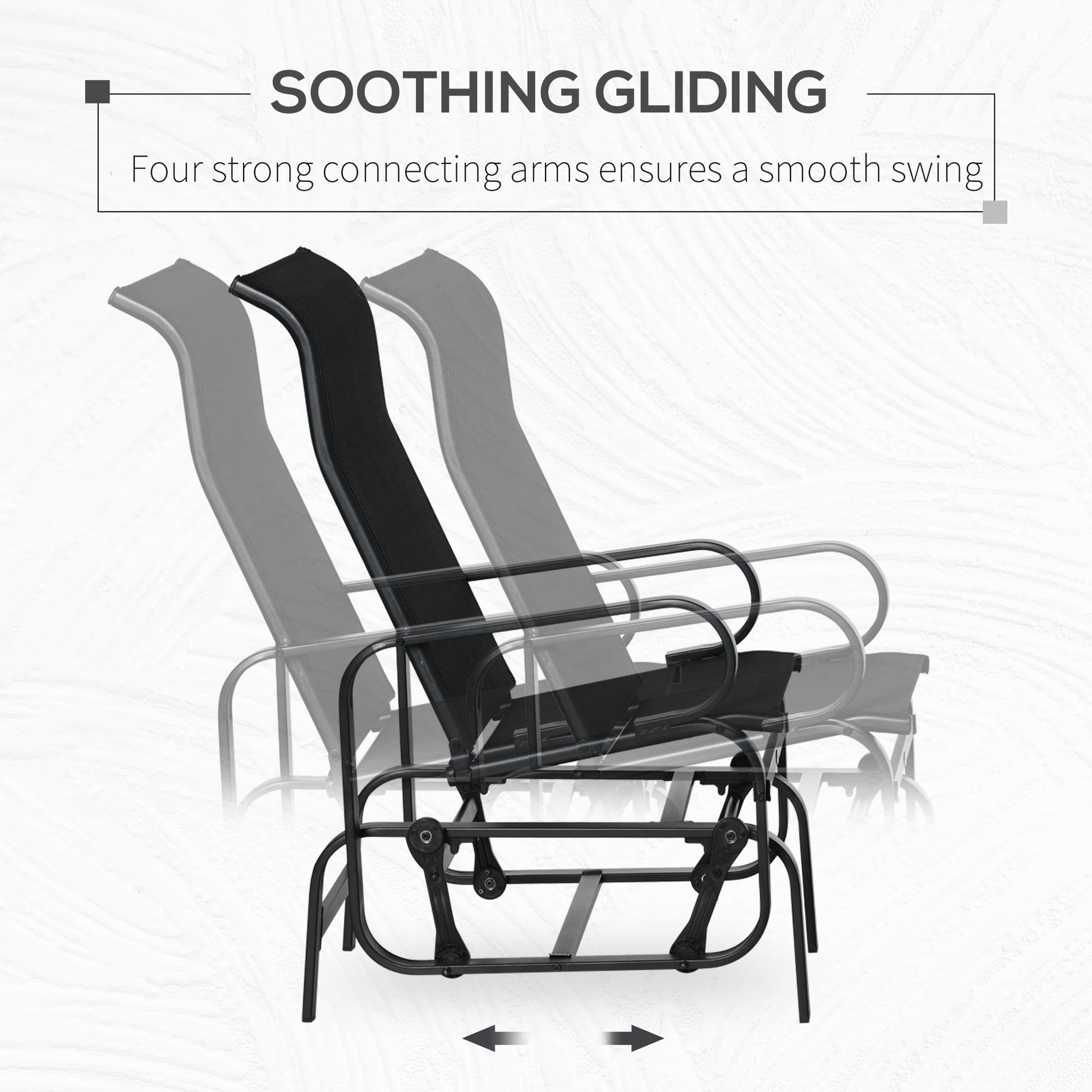 Outsunny Outdoor Glider Chair, Gliders For Outside Patio With Smooth Rocking Mechanism And Lightweight Construction For Backyard, Black Black Steel