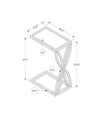 Accent Table, C Shaped, End, Side, Snack, Living Room, Bedroom, Grey Laminate, Black Metal, Contemporary, Modern Grey Metal